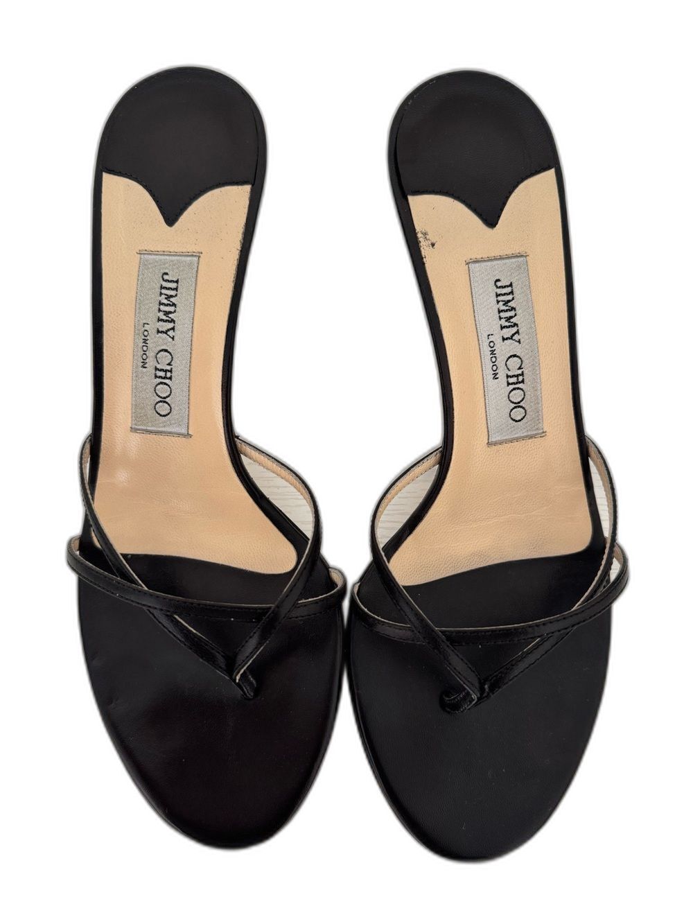 Jimmy Choo Black Leather Strappy Open-Toe Heels